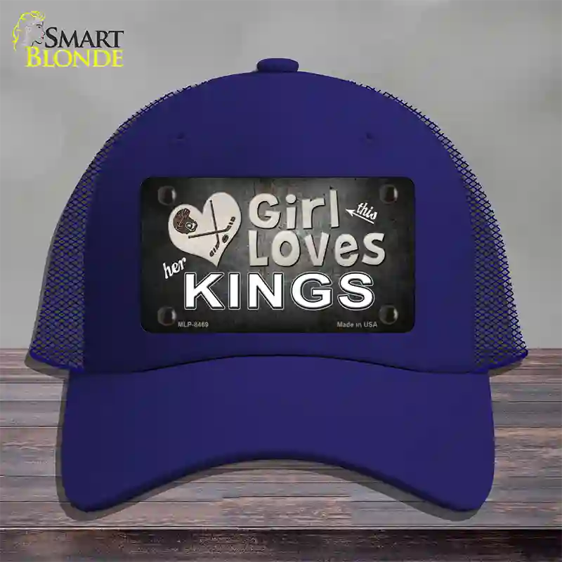 This Girl Loves Her Kings Hockey Novelty License Plate Hat Mesh / Royal Blue