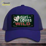 This Girl Loves Her Wild Novelty License Plate Hat Mesh / Royal Blue