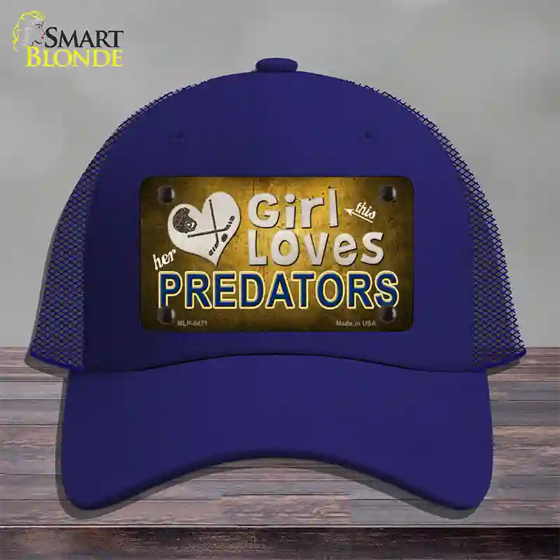 This Girl Loves Her Predators Novelty License Plate Hat Mesh / Royal Blue