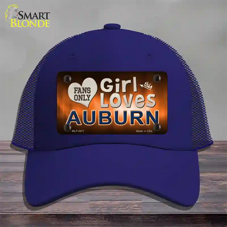 This Girl Loves Auburn Novelty License Plate Hat Mesh / Royal Blue