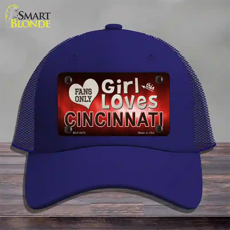 This Girl Loves Cincinnati Novelty License Plate Hat Mesh / Royal Blue