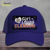 This Girl Loves Clemson Novelty License Plate Hat Mesh / Royal Blue