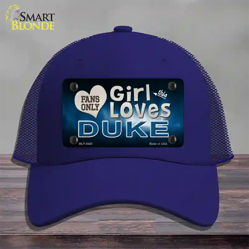 This Girl Loves Duke Novelty License Plate Hat Mesh / Royal Blue