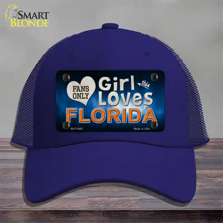 This Girl Loves Florida Novelty License Plate Hat Mesh / Royal Blue