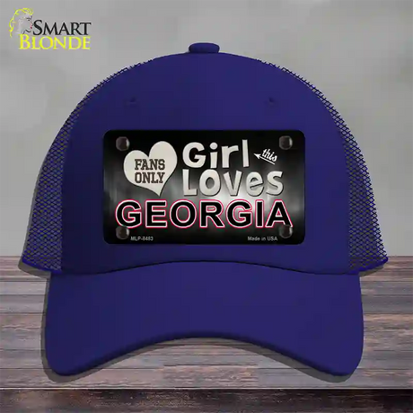 This Girl Loves Georgia Novelty License Plate Hat Mesh / Royal Blue