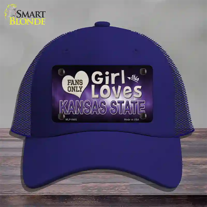 This Girl Loves Kansas State Novelty License Plate Hat Mesh / Royal Blue