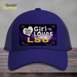 This Girl Loves LSU Novelty License Plate Hat Mesh / Royal Blue