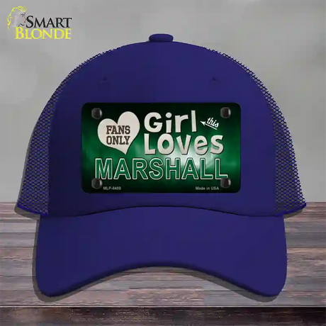 This Girl Loves Marshall Novelty License Plate Hat Mesh / Royal Blue