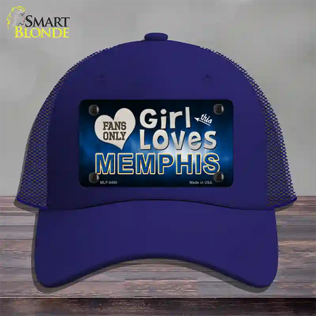 This Girl Loves Memphis Novelty License Plate Hat Mesh / Royal Blue