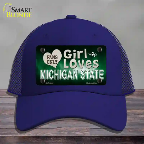 This Girl Loves Michigan State Novelty License Plate Hat Mesh / Royal Blue