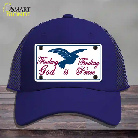 Finding God Finding Peace Novelty License Plate Hat Mesh / Royal Blue