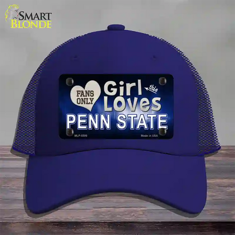 This Girl Loves Penn State Novelty License Plate Hat Mesh / Royal Blue