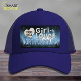 This Girl Loves North Carolina Novelty License Plate Hat Mesh / Royal Blue