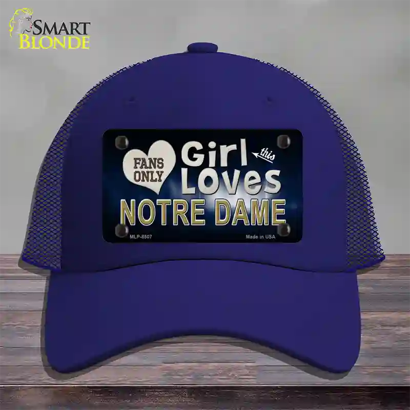 This Girl Loves Notre Dame Novelty License Plate Hat Mesh / Royal Blue