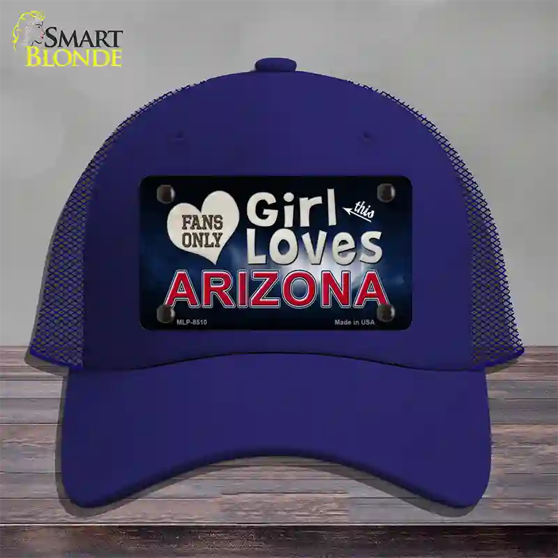 This Girl Loves Arizona Novelty License Plate Hat Mesh / Royal Blue