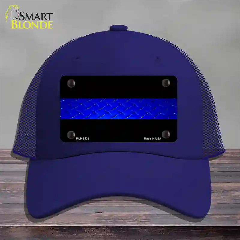 Police Diamond Thin Blue Line Novelty License Plate Hat Mesh / Royal Blue