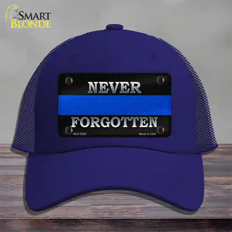 Never Forgotten Thin Blue Line Novelty License Plate Hat Mesh / Royal Blue