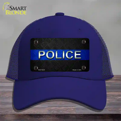 Police Thin Blue Line Novelty License Plate Hat Mesh / Royal Blue