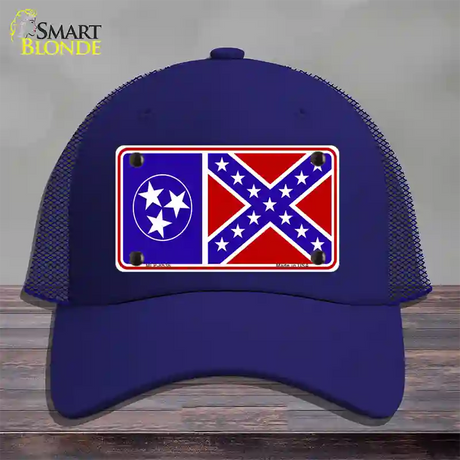 Confederate Flag Tennessee Novelty License Plate Hat Mesh / Royal Blue