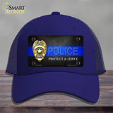 Police Badge Thin Blue Line Novelty License Plate Hat Mesh / Royal Blue