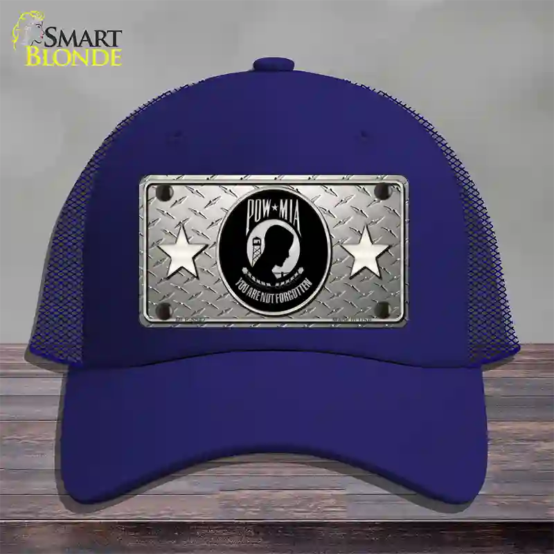 POW MIA Diamond Novelty License Plate Hat Mesh / Royal Blue