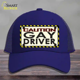 Caution Gay Driver Novelty License Plate Hat Mesh / Royal Blue