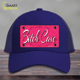 Bitch Cave Novelty License Plate Hat Mesh / Royal Blue