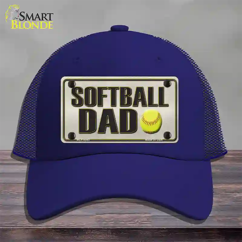 Softball Dad Novelty License Plate Hat Mesh / Royal Blue