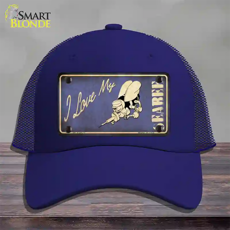 I Love My Seabee Novelty License Plate Hat Mesh / Royal Blue