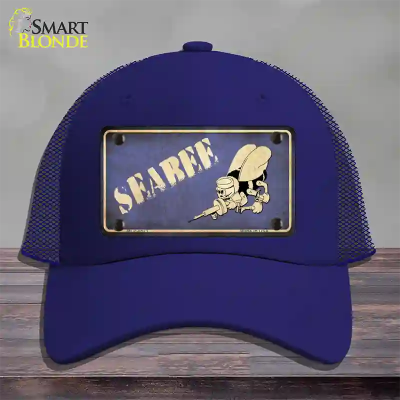 Seabee Novelty License Plate Hat Mesh / Royal Blue