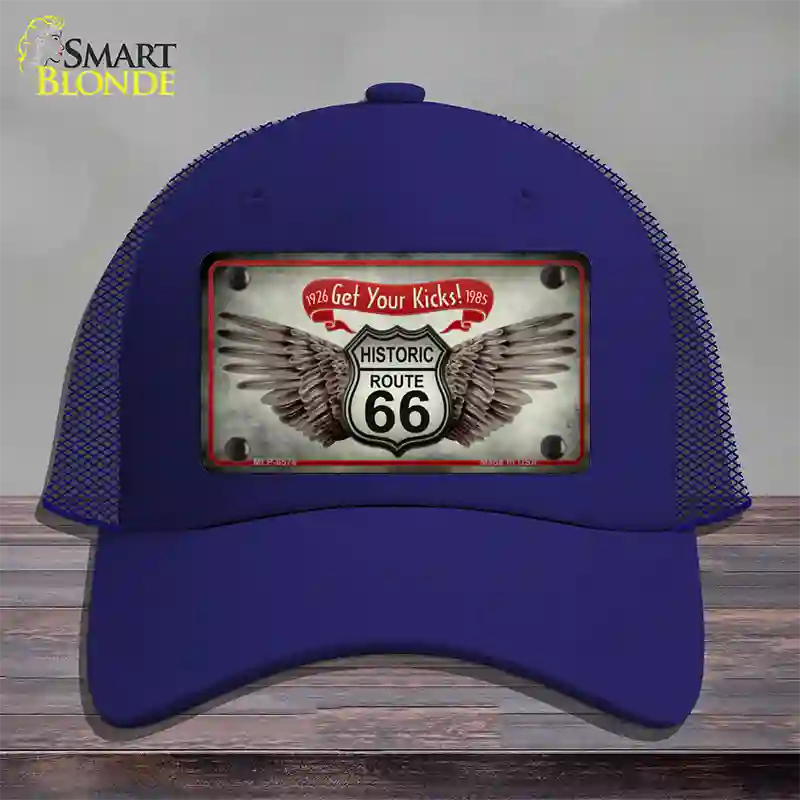 Get Your Kicks Novelty License Plate Hat Mesh / Royal Blue