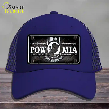 POW MIA Novelty License Plate Hat Mesh / Royal Blue