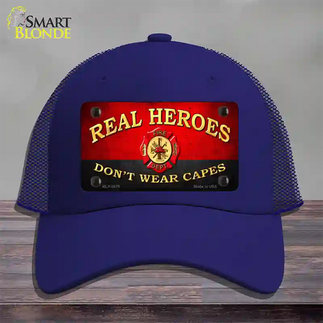 Real Heroes Red Novelty License Plate Hat Mesh / Royal Blue