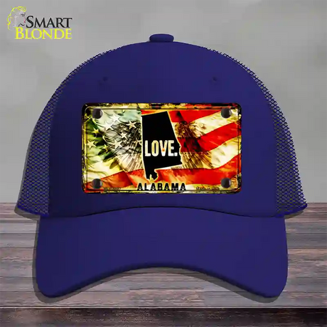 Alabama Love Novelty License Plate Hat Mesh / Royal Blue