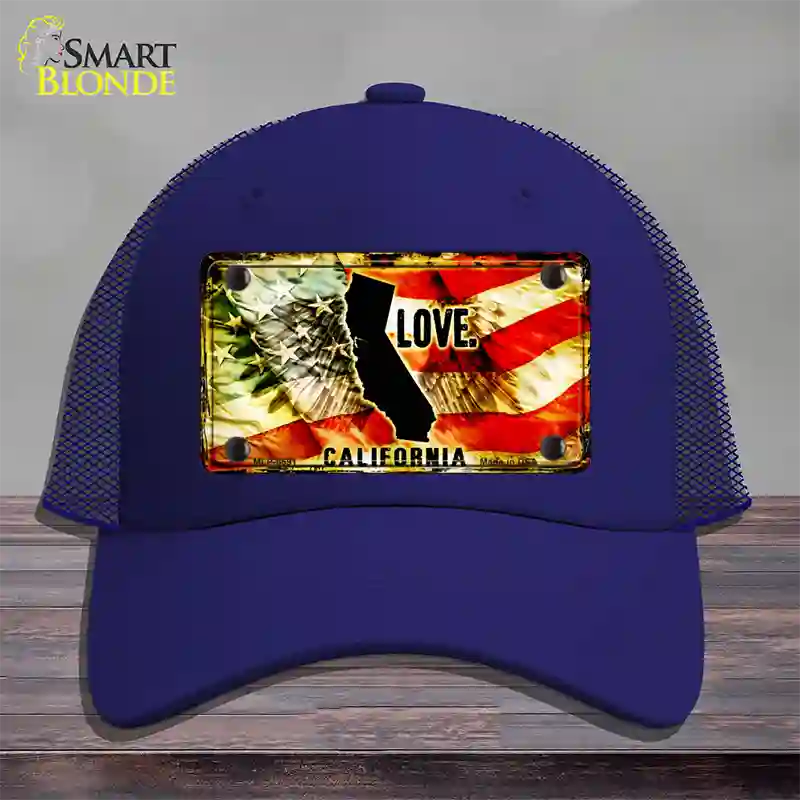 California Love Novelty License Plate Hat Mesh / Royal Blue