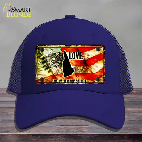 New Hampshire Love Novelty License Plate Hat Mesh / Royal Blue