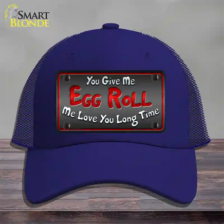 Egg Roll Novelty License Plate Hat Mesh / Royal Blue