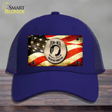 POW MIA With USA Flag Novelty License Plate Hat Mesh / Royal Blue