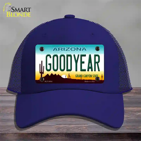 Goodyear Arizona Novelty License Plate Hat Mesh / Royal Blue