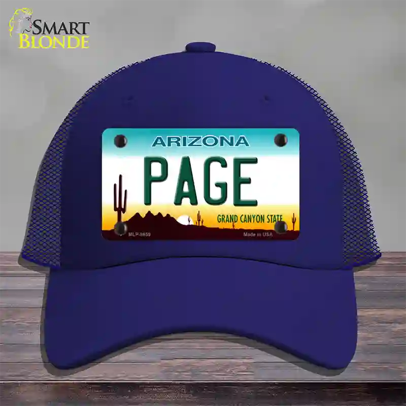 Page Arizona Novelty License Plate Hat Mesh / Royal Blue