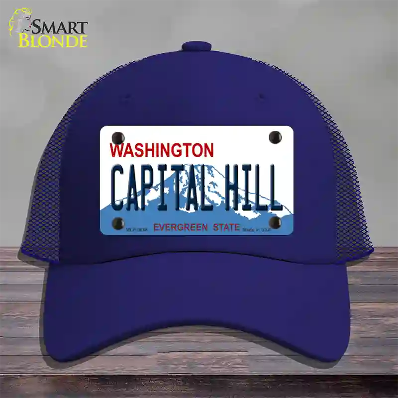 Capital Hill Washington Novelty License Plate Hat Mesh / Royal Blue