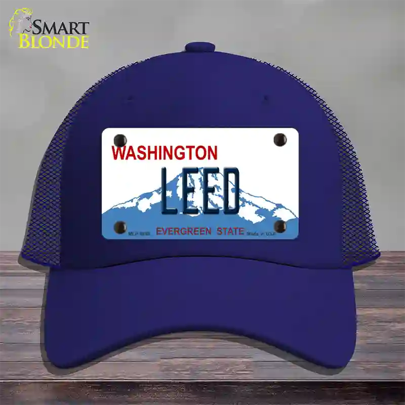 Leed Washington Novelty License Plate Hat Mesh / Royal Blue