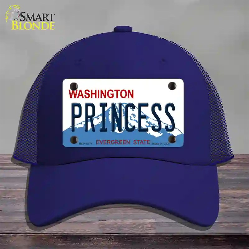 Princess Washington Novelty License Plate Hat Mesh / Royal Blue