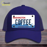 Coffee Washington Novelty License Plate Hat Mesh / Royal Blue