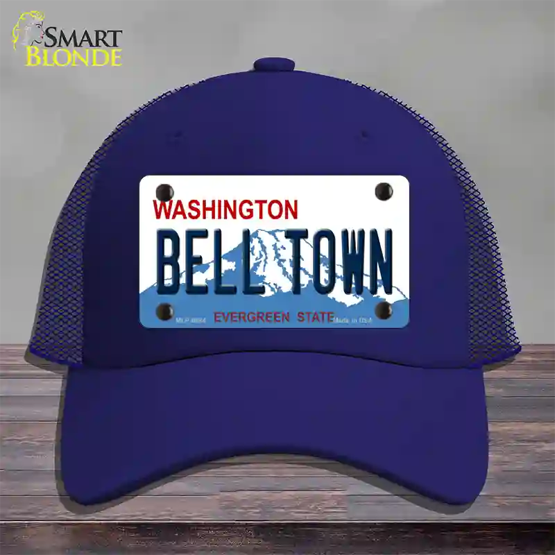 Bell Town Washington Novelty License Plate Hat Mesh / Royal Blue