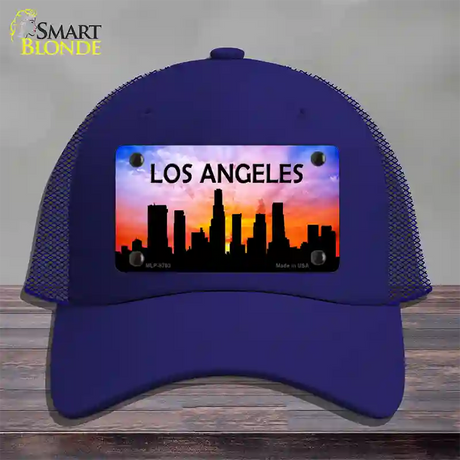 Los Angeles Silhouette Novelty License Plate Hat Mesh / Royal Blue