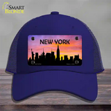 New York Silhouette Novelty License Plate Hat Mesh / Royal Blue