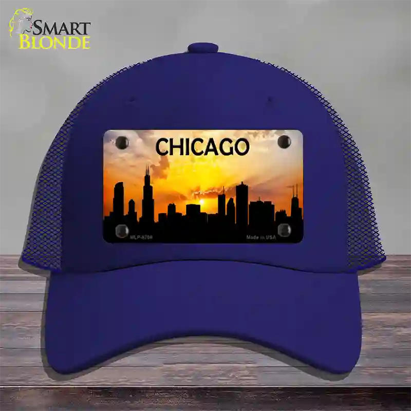 Chicago Silhouette Novelty License Plate Hat Mesh / Royal Blue