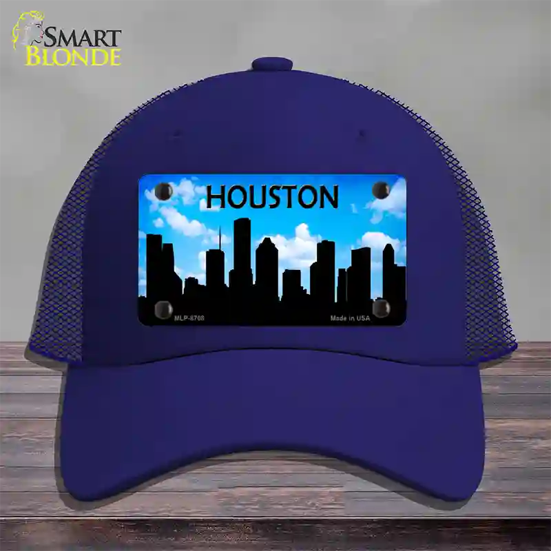 Houston Silhouette Novelty License Plate Hat Mesh / Royal Blue