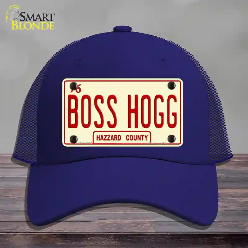 Boss Hogg Hazzard County Novelty License Plate Hat Mesh / Royal Blue